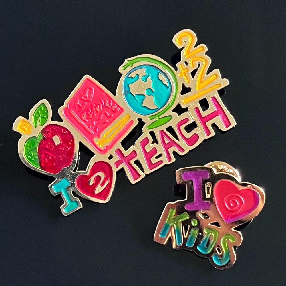 Two Hands VTG Teacher Brooches Pins Lots of 2